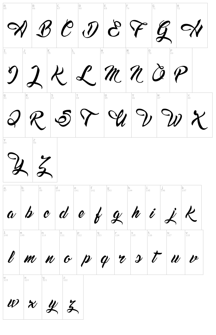 Dreams American Diner font map